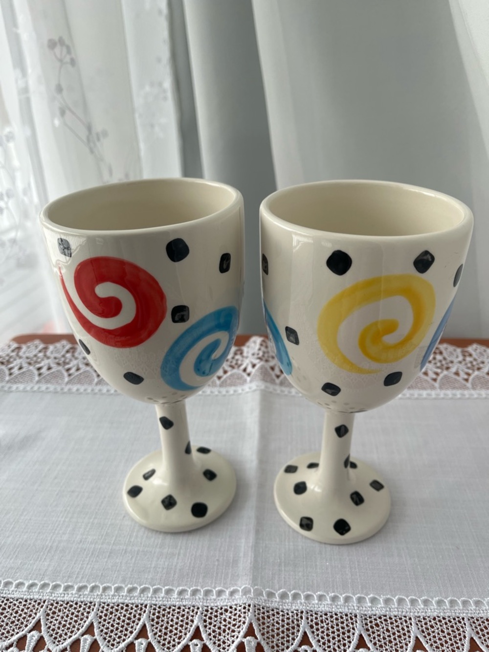 Vintage Lorrie Veasey "Our Name Is Mud" Abaco Bahamas Hand-Painted Wine Goblets